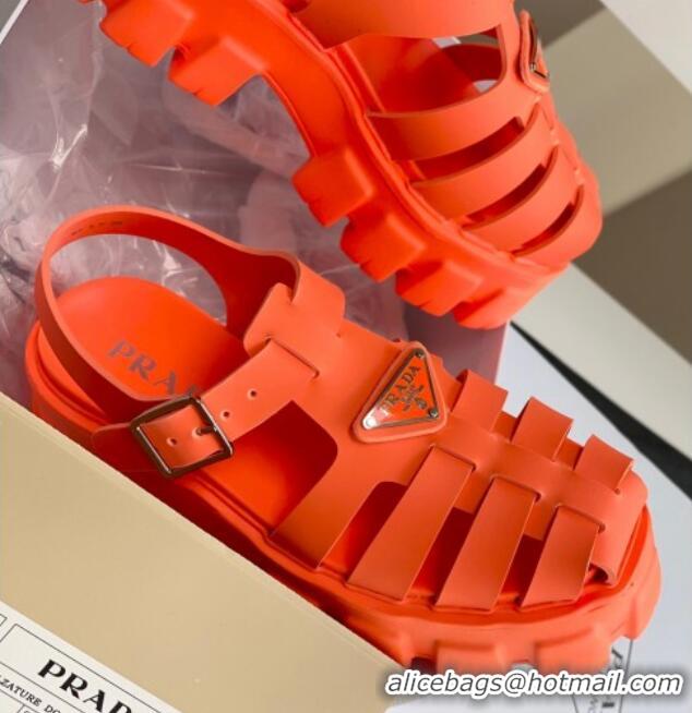 Lower Price Prada Foam Rubber Flatform Sandals 5.5cm Orange 032630