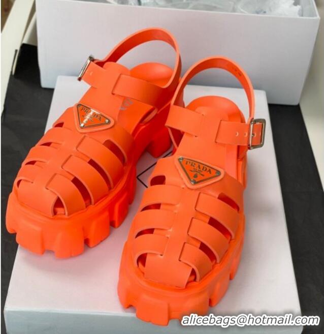 Lower Price Prada Foam Rubber Flatform Sandals 5.5cm Orange 032630