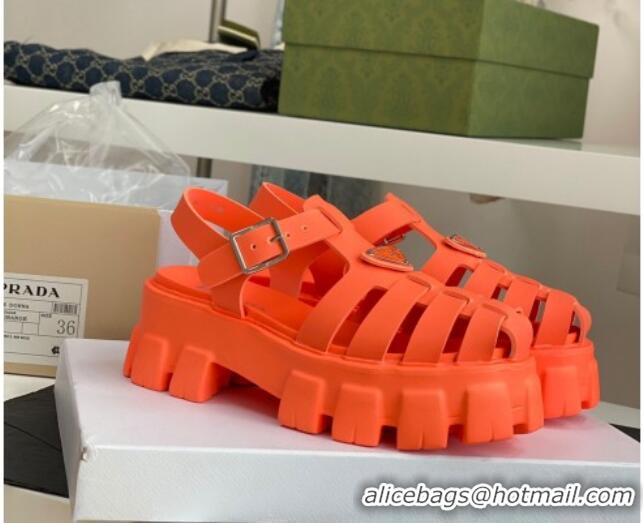 Lower Price Prada Foam Rubber Flatform Sandals 5.5cm Orange 032630