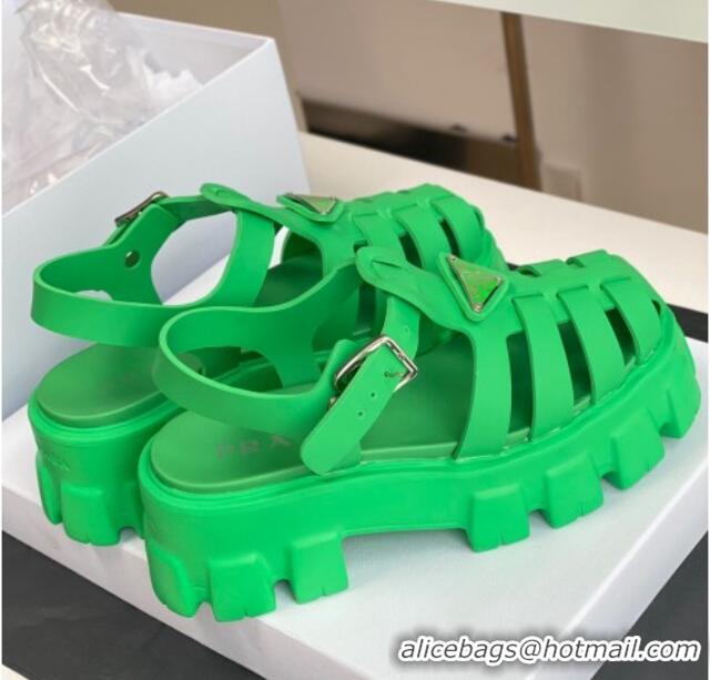 Duplicate Prada Foam Rubber Flatform Sandals 5.5cm Green 032631