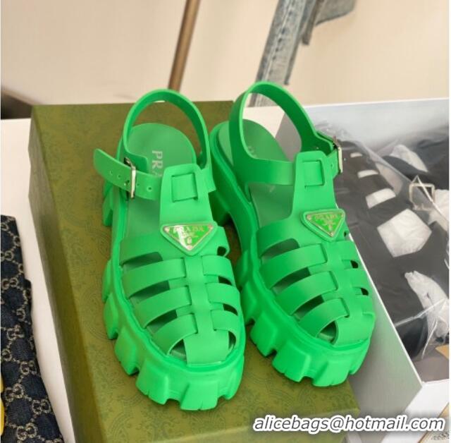 Duplicate Prada Foam Rubber Flatform Sandals 5.5cm Green 032631