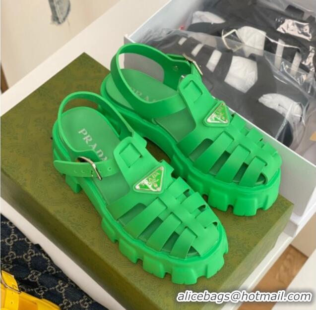 Duplicate Prada Foam Rubber Flatform Sandals 5.5cm Green 032631