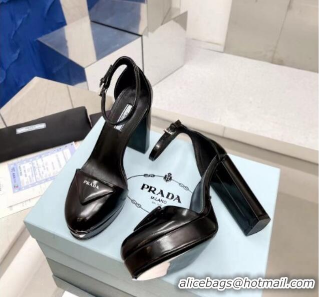 Trendy Design Prada Brush Flatform High Heel Pumps 11cm Black 032632