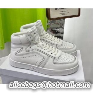 Unique Style Celine Calfskin High Top Sneakers White 031157