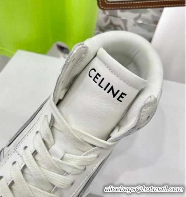 Unique Style Celine Calfskin High Top Sneakers White 031157