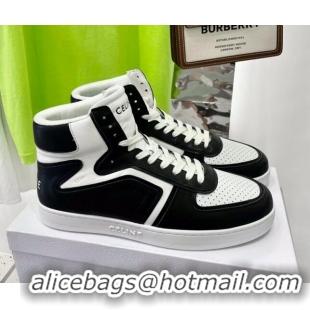 Good Quality Celine Calfskin High Top Sneakers White/Black 031158