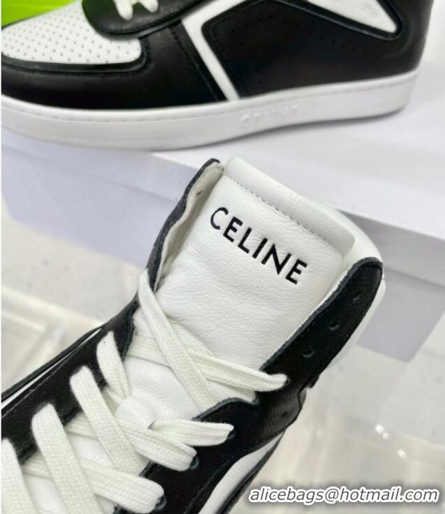 Good Quality Celine Calfskin High Top Sneakers White/Black 031158