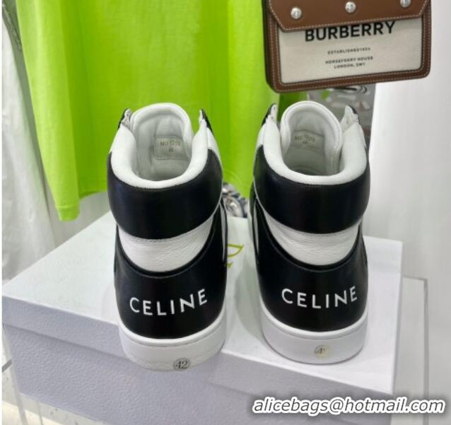 Good Quality Celine Calfskin High Top Sneakers White/Black 031158