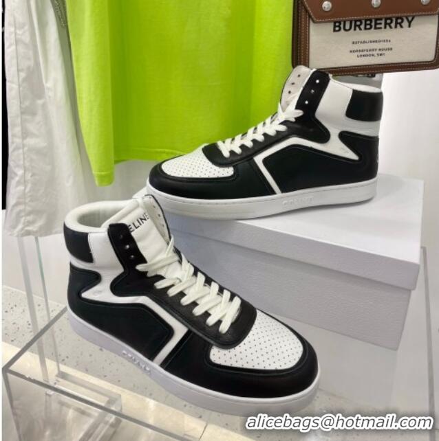 Good Quality Celine Calfskin High Top Sneakers White/Black 031158