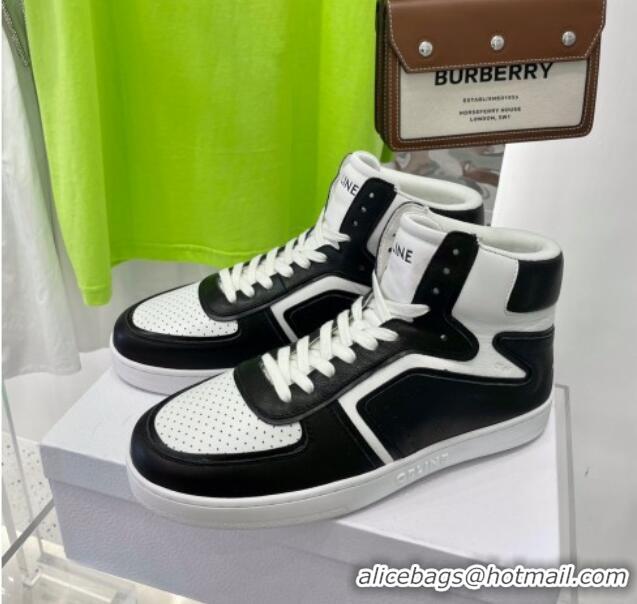 Good Quality Celine Calfskin High Top Sneakers White/Black 031158