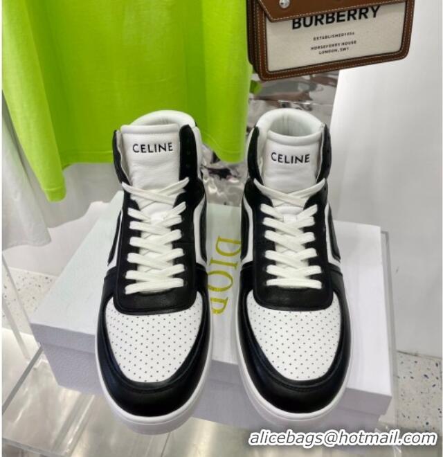 Good Quality Celine Calfskin High Top Sneakers White/Black 031158