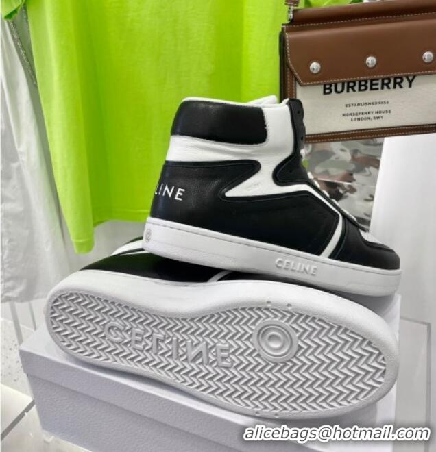 Good Quality Celine Calfskin High Top Sneakers White/Black 031158