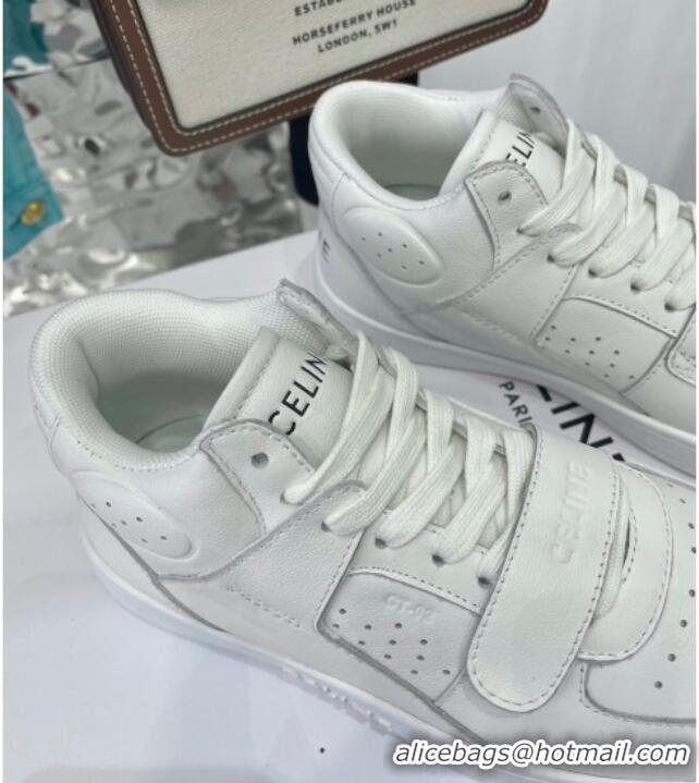 Pretty Style Celine Calfskin High Top Sneakers White 031159