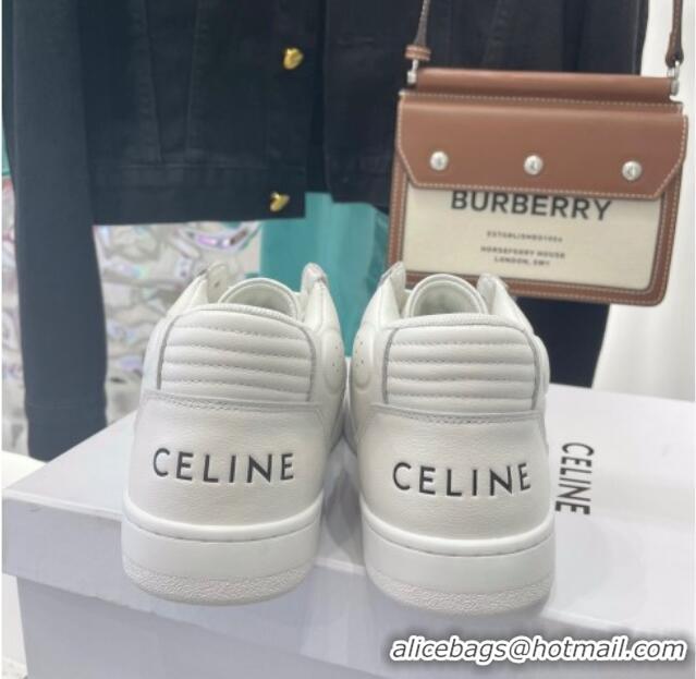 Pretty Style Celine Calfskin High Top Sneakers White 031159