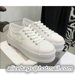 Low Cost Celine Canvas Flatform Low-top Sneakers White 032401