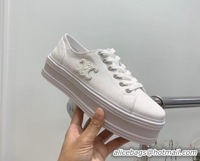 Low Cost Celine Canvas Flatform Low-top Sneakers White 032401