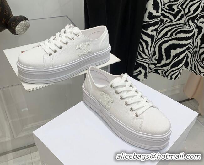 Low Cost Celine Canvas Flatform Low-top Sneakers White 032401