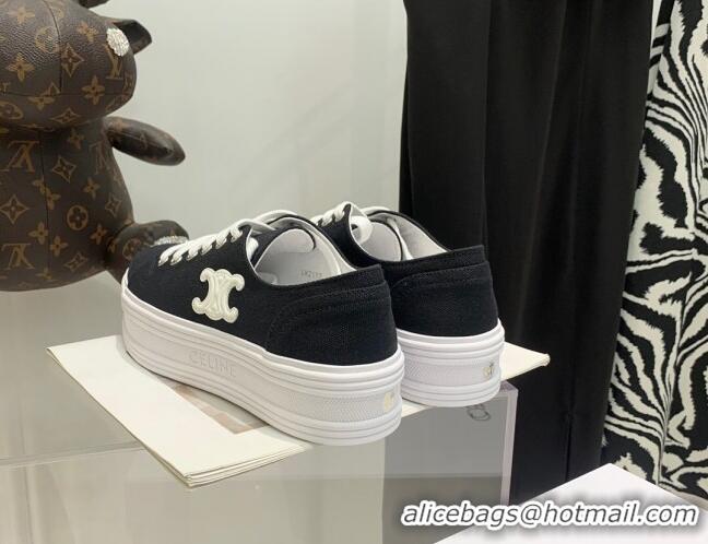 Discount Celine Canvas Flatform Low-top Sneakers Black 032402