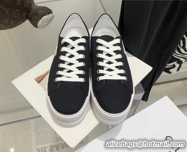 Discount Celine Canvas Flatform Low-top Sneakers Black 032402