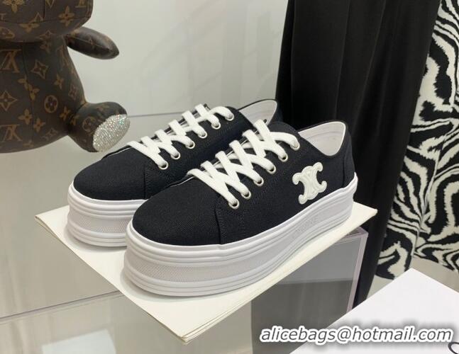 Discount Celine Canvas Flatform Low-top Sneakers Black 032402