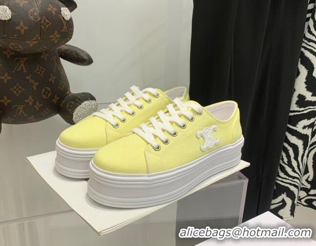 Fashion Celine Canvas Flatform Low-top Sneakers Yellow 032403