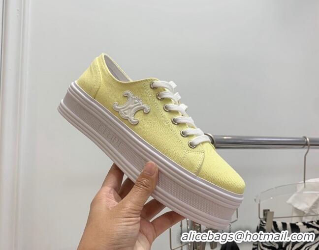 Fashion Celine Canvas Flatform Low-top Sneakers Yellow 032403