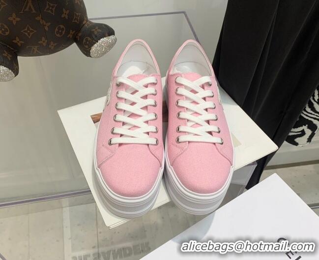 Classic Hot Celine Canvas Flatform Low-top Sneakers Pink 032404