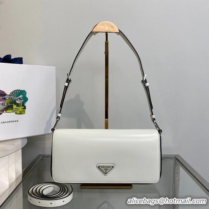 Top Grade Prada Brushed leather Prada Femme bag 1BD323 White