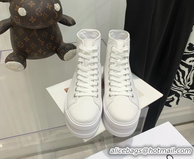 Perfect Celine Canvas Flatform High-top Sneakers White 032405