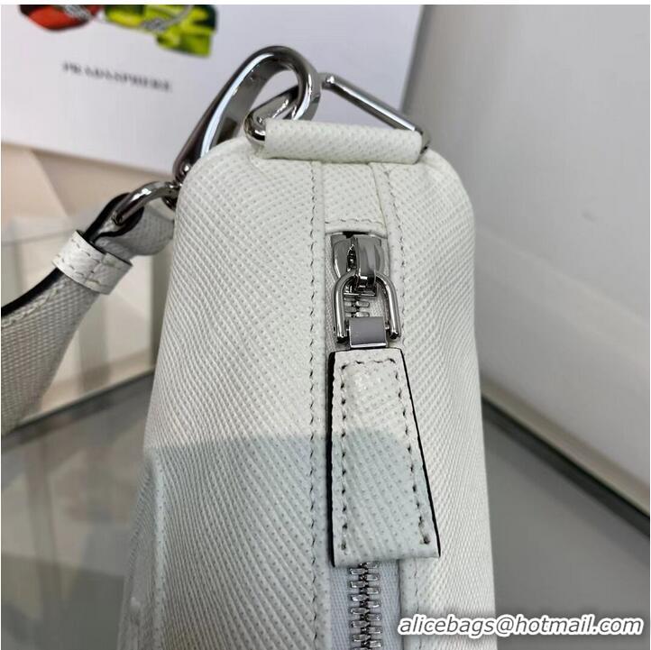 Luxury Discount Prada Leather Triangle shoulder bag 2EV055 white