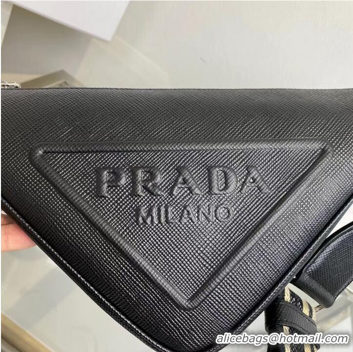 New Style Prada Leather Triangle shoulder bag 2EV055 black