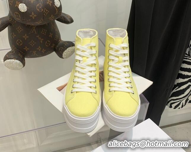 Sumptuous Celine Canvas Flatform High-top Sneakers Yellow 032408