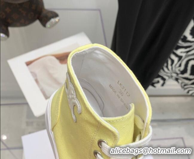 Sumptuous Celine Canvas Flatform High-top Sneakers Yellow 032408