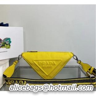 Reasonable Price Prada Leather Triangle shoulder bag 2EV055 yellow