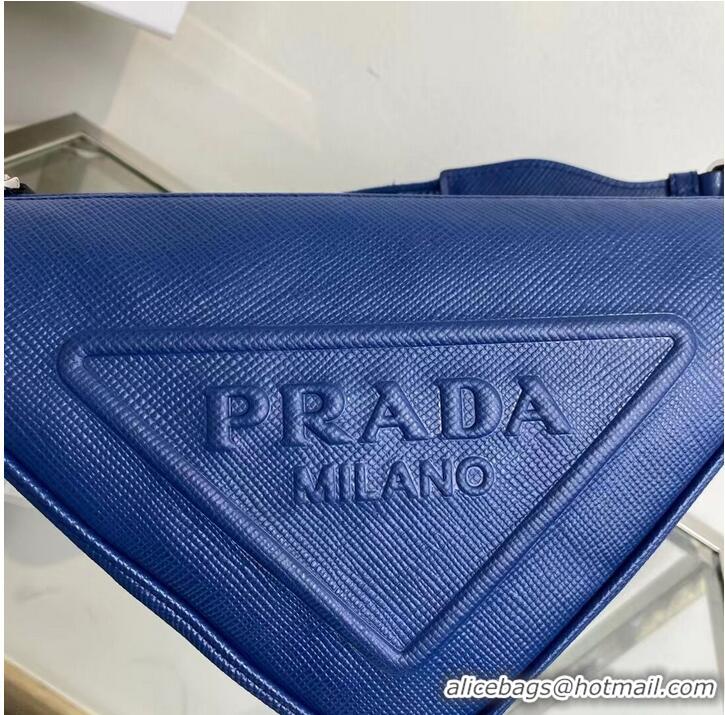 Buy Discount Prada Leather Triangle shoulder bag 2EV055 blue