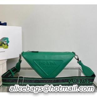 Top Quality Prada Leather Triangle shoulder bag 2EV055 green