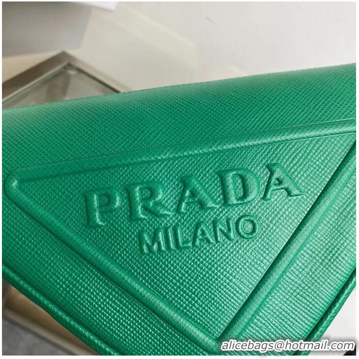 Top Quality Prada Leather Triangle shoulder bag 2EV055 green