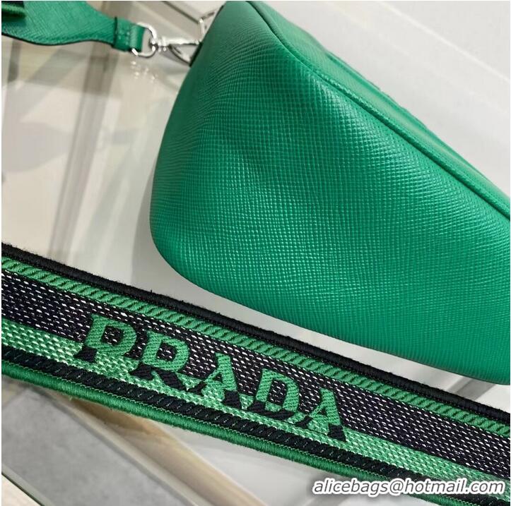 Top Quality Prada Leather Triangle shoulder bag 2EV055 green