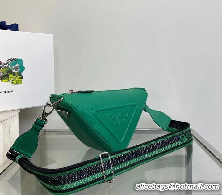 Top Quality Prada Leather Triangle shoulder bag 2EV055 green