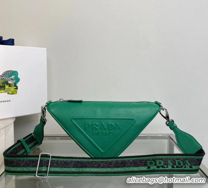 Top Quality Prada Leather Triangle shoulder bag 2EV055 green