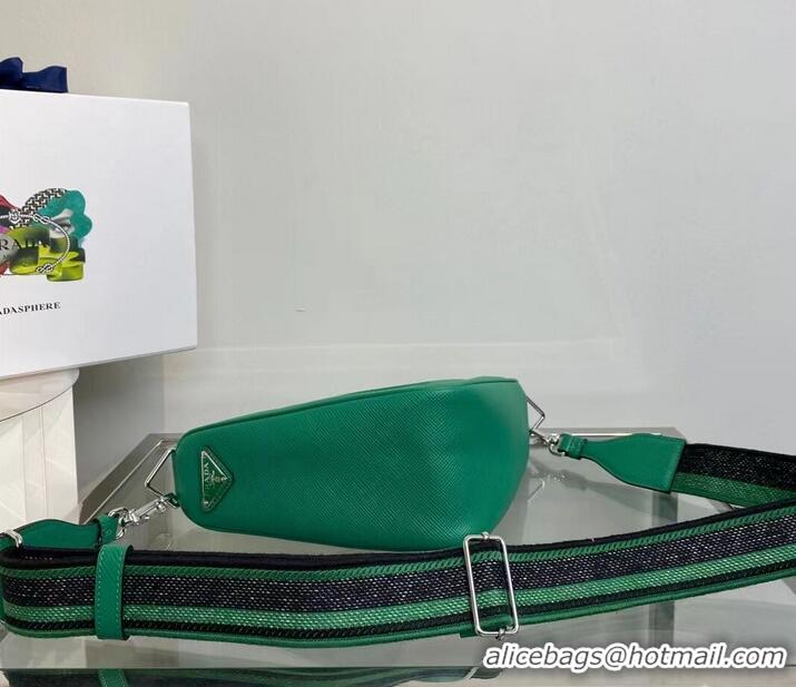 Top Quality Prada Leather Triangle shoulder bag 2EV055 green