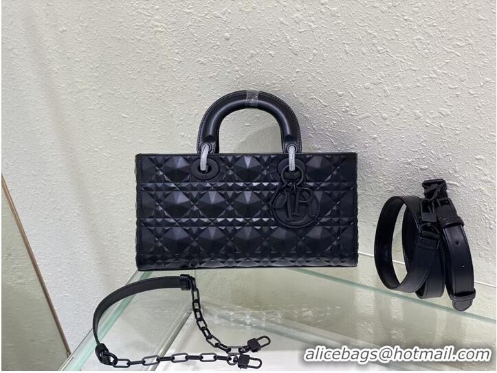 Famous Brand MEDIUM LADY DIOR BAG Cannage Lambskin C2811 Black