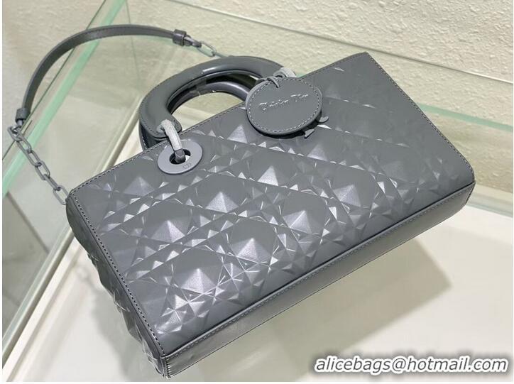 Good Quality MEDIUM LADY DIOR BAG Cannage Lambskin C2811 gray