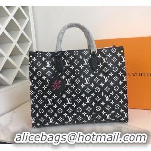 Famous Brand Louis Vuitton Original Leather ONTHEGO MM M46060 Black & White & Pink