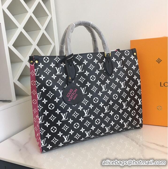 Famous Brand Louis Vuitton Original Leather ONTHEGO MM M46060 Black & White & Pink