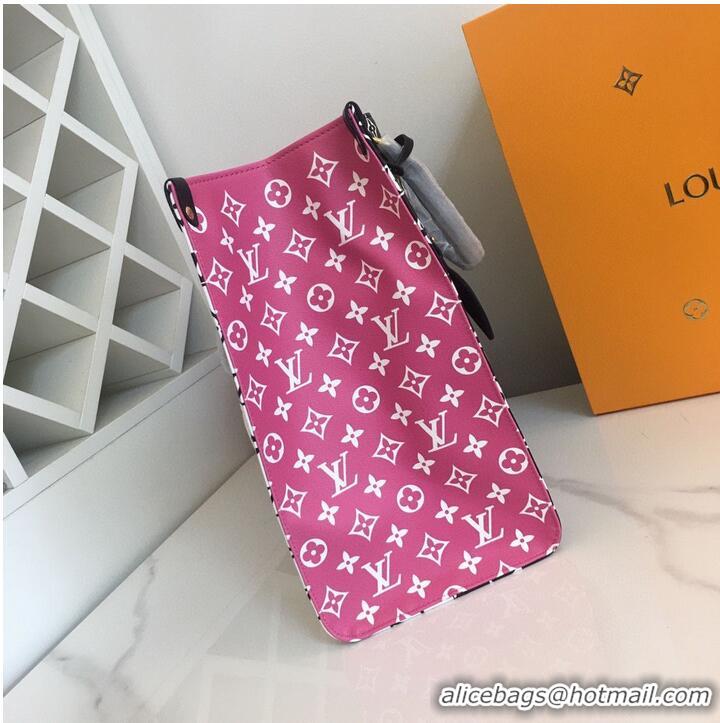 Famous Brand Louis Vuitton Original Leather ONTHEGO MM M46060 Black & White & Pink