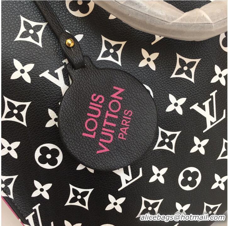 Famous Brand Louis Vuitton Original Leather ONTHEGO MM M46060 Black & White & Pink