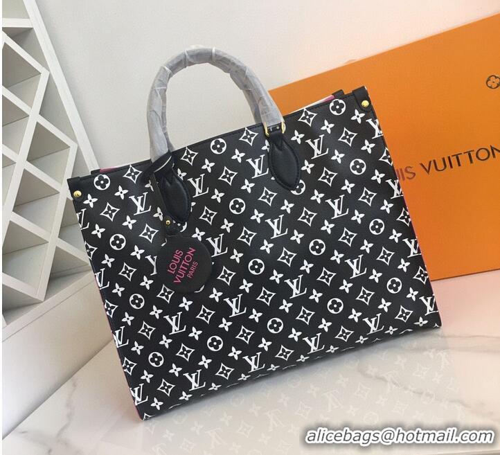 Famous Brand Louis Vuitton Original Leather ONTHEGO MM M46060 Black & White & Pink