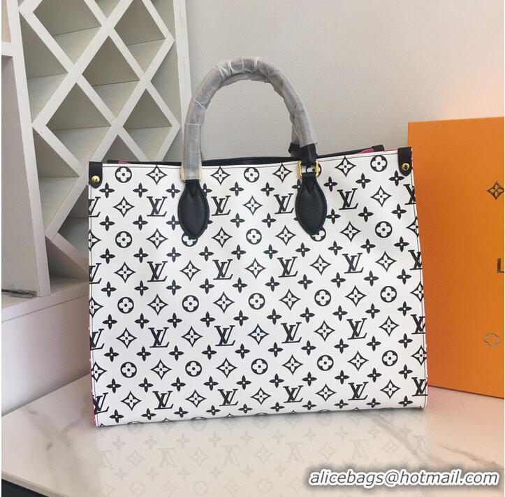 Famous Brand Louis Vuitton Original Leather ONTHEGO MM M46060 Black & White & Pink