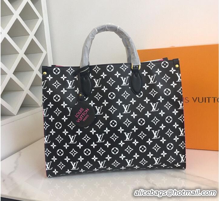 Famous Brand Louis Vuitton Original Leather ONTHEGO MM M46060 Black & White & Pink